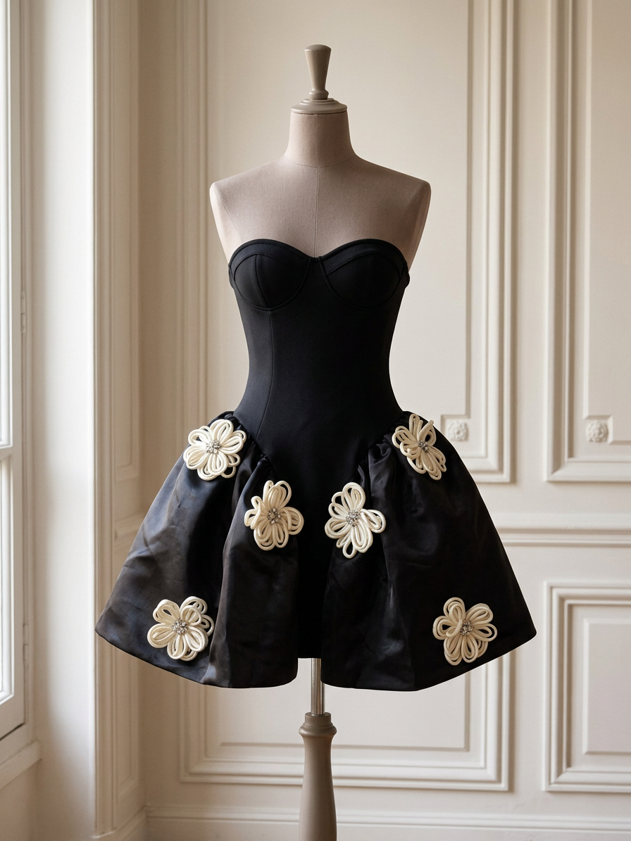 Abito Camilla mini con bustier nero - Atelier Vita