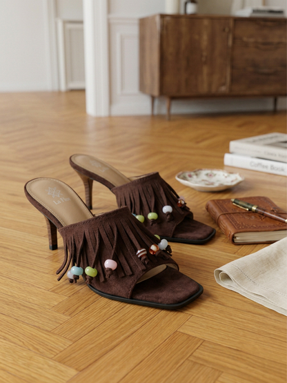 Sandali Bahia mule con frange - Atelier Vita